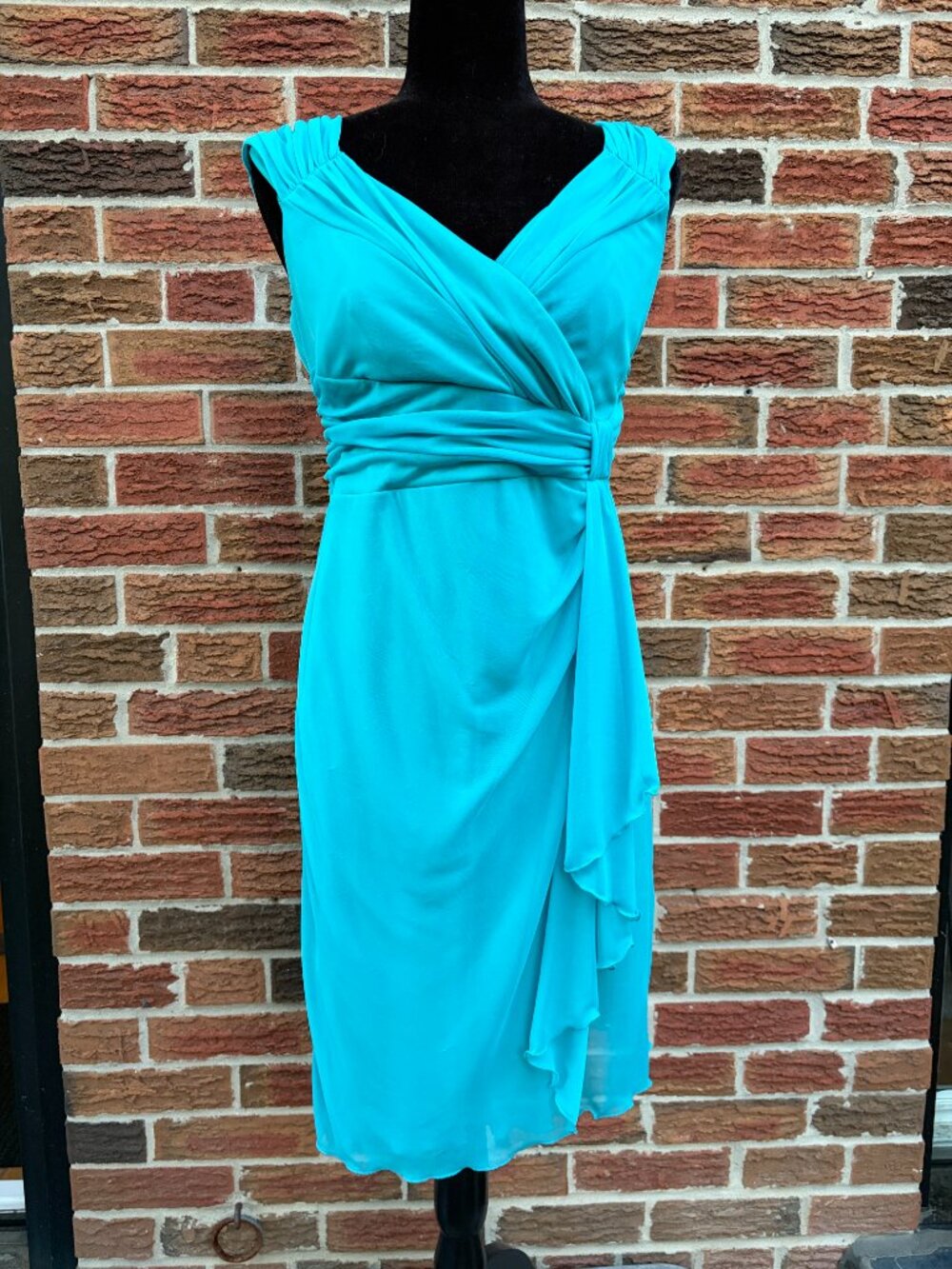 Le Château Turquoise Ruched Draped Cocktail Dress XL
